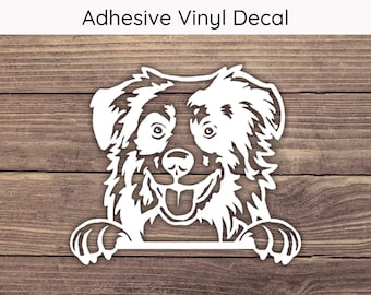 Australian Shepherd Peeking Decal, Dog Vinyl Decals, Aussie Bumper Sticker, Playful Peek Stickers, Aussie Decal, Australian Shepherd Decal