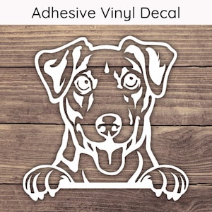 Jack Russell Terrier Peeking Decal, Dog Vinyl Decals, Puppy Bumper Sticker, Playful Peek Stickers