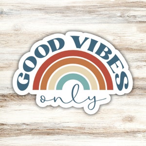 Good Vibes Only Sticker Design 2, Good Vibes Sticker, Rainbow Sticker, Retro Sticker, Groovy Sticker, Hippie Sticker, Positivity Sticker