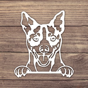 Rat Terrier Peeking Decal, Dog Vinyl Decals, Puppy Bumper Sticker, Playful Peek Stickers
