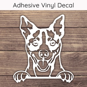 Rat Terrier Peeking Decal, Dog Vinyl Decals, Puppy Bumper Sticker, Playful Peek Stickers