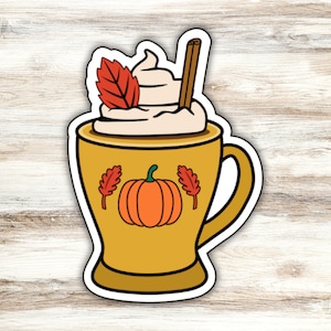 Fall Coffee Sticker Design 3, Pumpkin Spice Latte Sticker, PSL Sticker, Fall Vibes Sticker, Autumn Harvest Sticker, Iced Coffee Sticker