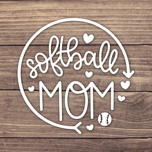 Softball Mom Decal Design 1 - Multiple Sizes - Car Decal, Bumper Sticker, Laptop Sticker, Water Bottle Sticker