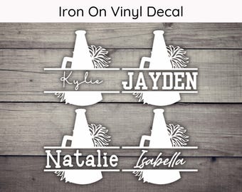 Custom Cheer Name Iron On Decal, Cheer Decal, Cheer Team Heat Transfer, Sport HTV Decal, Cheerleader Decal, Cheer HTV, Cheerleading Decal