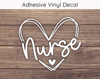 Nurse Heart Decal, Nurse Heart Sticker, Nurse Decal, Nurse Sticker, RN Decal, RN Sticker, Nursing Decal, Nursing Sticker, Gifts for Nurses