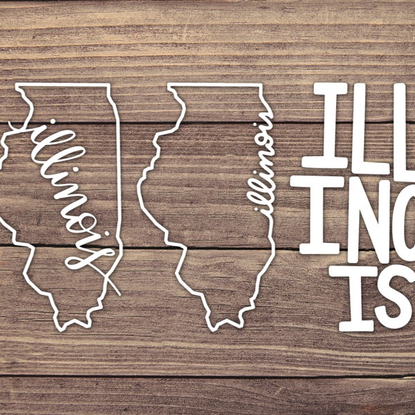 Illinois State Decal - Multiple Sizes - Car Decal, Bumper Sticker, Laptop Sticker, Water Bottle Sticker