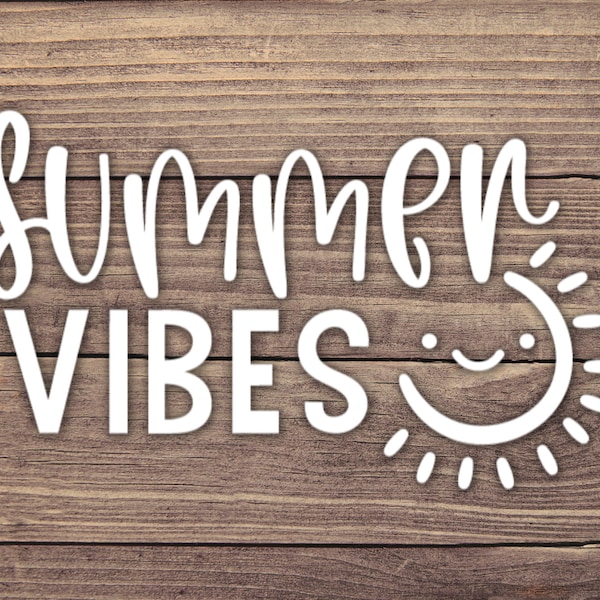 Summer Vibes Decal Design 3 - Multiple Sizes - Car Decal, Bumper Sticker, Laptop Sticker, Water Bottle Sticker