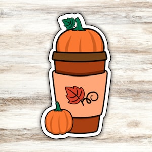 Fall Coffee Sticker Design 9, Pumpkin Spice Latte Sticker, PSL Sticker, Fall Vibes Sticker, Autumn Harvest Sticker, Iced Coffee Sticker