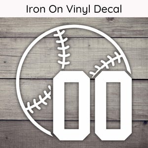 May include: White iron-on vinyl decal of a baseball with the number "00" on it.