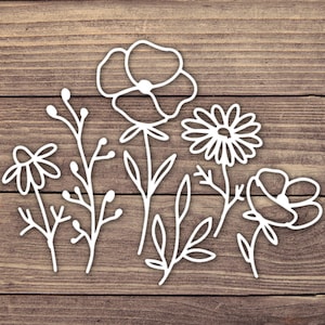 Sticker fleurs sauvages design 2 - plusieurs tailles - sticker floral pour voiture, adorable autocollant pour pare-chocs, autocollant pour ordinateur portable, autocollant pour bouteille d'eau