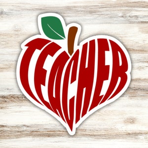 Teacher Sticker Design 2, Teacher Apple Sticker, Teacher Heart Sticker, Teaching Sticker, Cute Teacher Sticker, Fruit Sticker