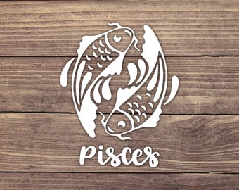 Pisces Zodiac Sign Decal Design 1, Astrology Vinyl Decals, Horoscope Bumper Sticker, February March Birth Stickers