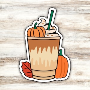 Fall Coffee Sticker Design 10, Pumpkin Spice Latte Sticker, PSL Sticker, Fall Vibes Sticker, Autumn Harvest Sticker, Iced Coffee Sticker