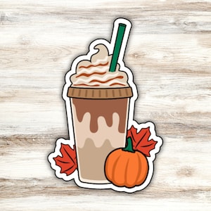 Fall Coffee Sticker Design 8, Pumpkin Spice Latte Sticker, PSL Sticker, Fall Vibes Sticker, Autumn Harvest Sticker, Iced Coffee Sticker