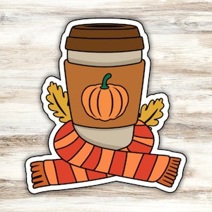 Fall Coffee Sticker Design 11, Pumpkin Spice Latte Sticker, PSL Sticker, Fall Vibes Sticker, Autumn Harvest Sticker, Iced Coffee Sticker
