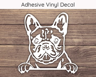 French Bull Dog Peeking Decal, French Bulldog Decal, French Bulldog Sticker, Frenchie Decal, Frenchie Sticker, Peeking Dog Decal
