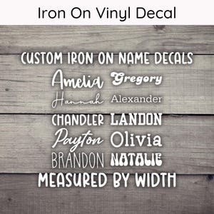 Custom Iron On Name Decal Measure By Width, Custom Text Decal, Custom Iron On Decal, Custom Word Iron On Decal, Cute Name Decal, Font Decal