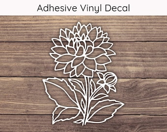 Dahlia Flower Decal, Dahlia Decal, Dahlia Sticker, Flower Sticker, Floral Decal, Floral Sticker, Wildflower Decal, August Birth Flower