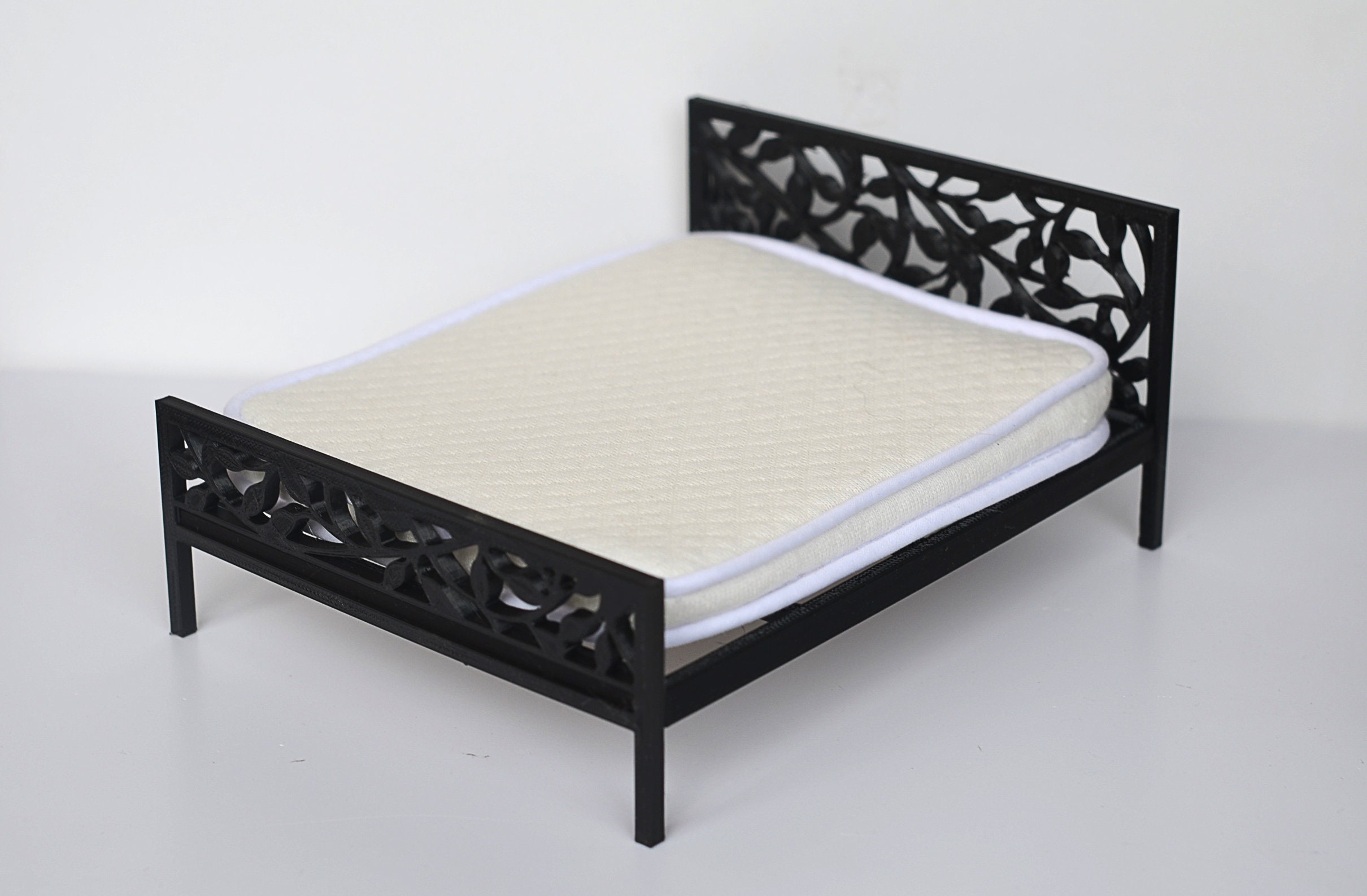 Miniature bed frame mattress for dolls Dollhouse Double bed Etsy