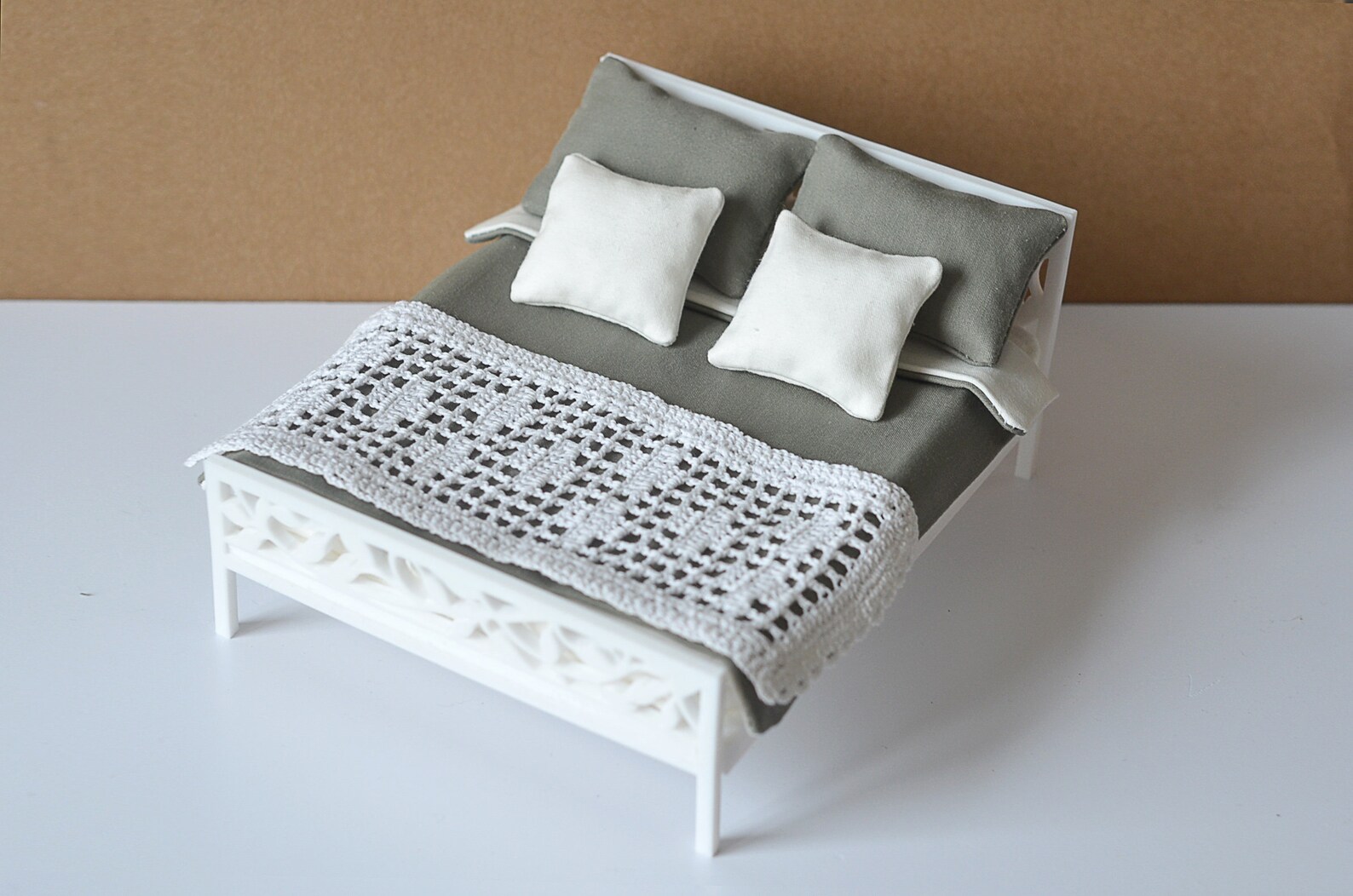 Dollhouse Crochet blanket. Miniature throw blanket lace. Bed Etsy