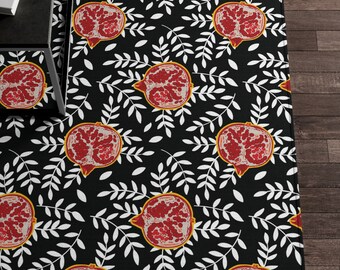 The Empress Rug, The High Priestess Rug, Tarot Inspired Print Area Rug in Black