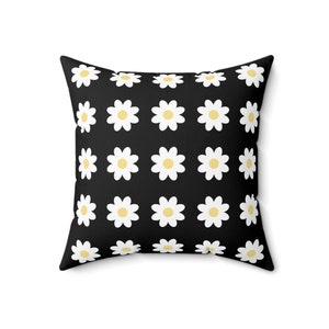 Retro Daisy Throw Pillow, Spun Polyester Decorative Pillow