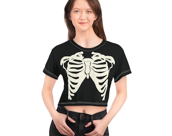 Rib cage tee, Halloween crop top