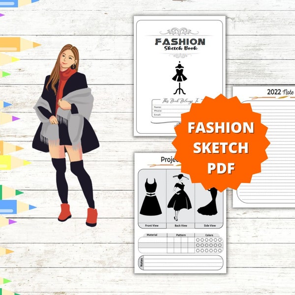 Fashion Sketchbook pdf -digital planner PRINTABLE FILES PDF