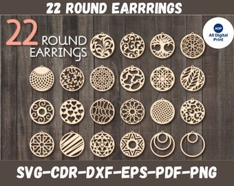 22 EARRINGS SVG Bundle, Earring SVG bundle, Earring cut patterns, Leather Earring svg, Earring Cricut Files, Mega Bundle, Digital File