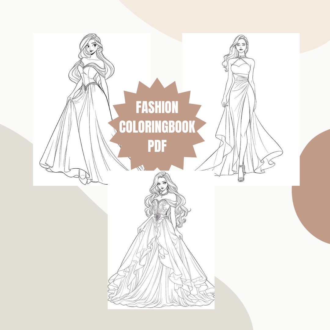 Fashion Illustration Coloring Page for Procreate - Printable Coloring Fun for Kids and Adults ...