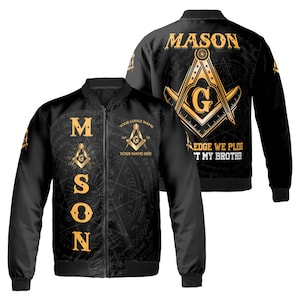 Customizable Masonic Bomber Jacket: &quot;When We Pledge&quot; Design