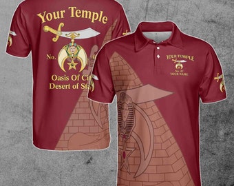 Custom Name Temple Shriners Noble Ancient Egypt Pyramid Men's Polo Shirt S-5XL