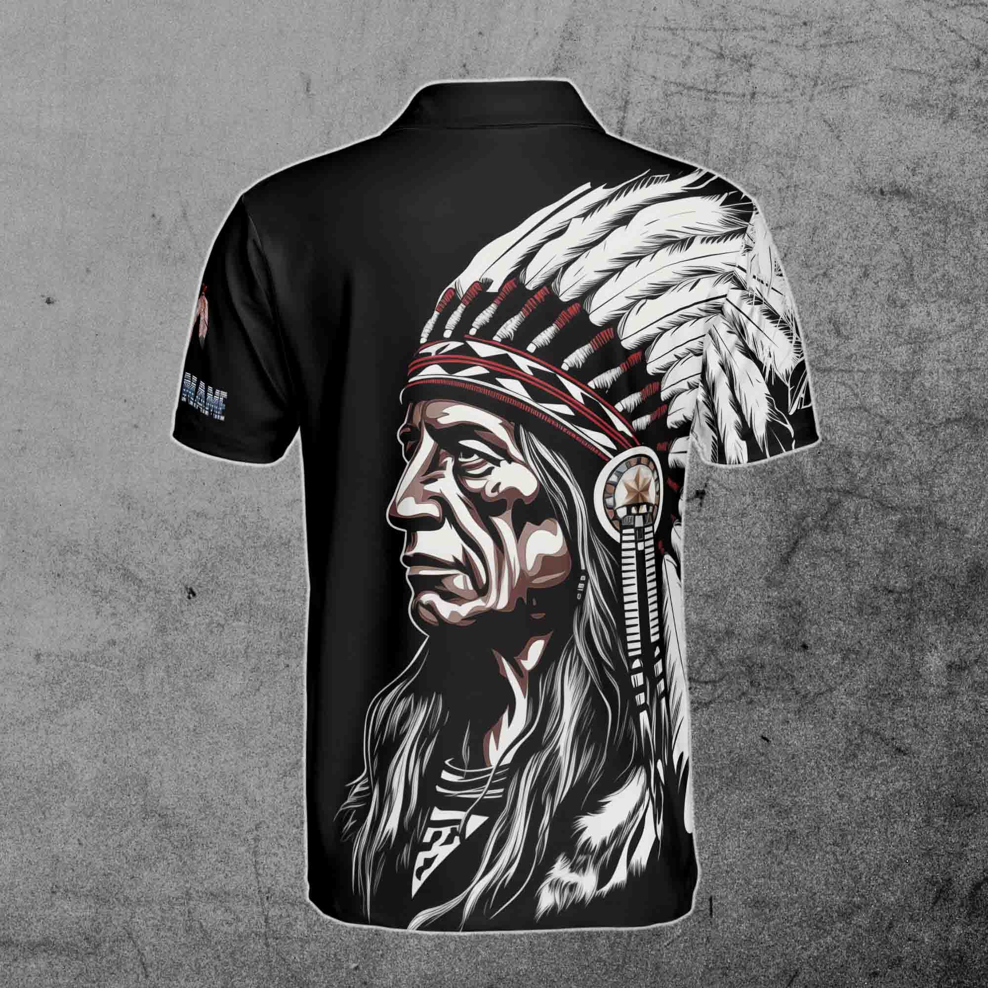 Custom Name Native American Indian Chief Cherokee Men's Polo Shirt