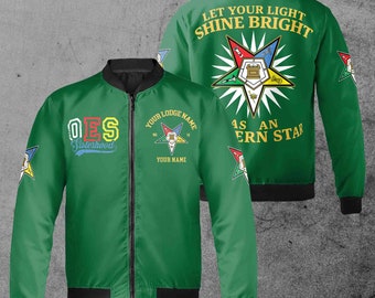 Custom Name Chapter Name OES Let Your Light Shine Bright Unisex Bomber Jacket S-5XL