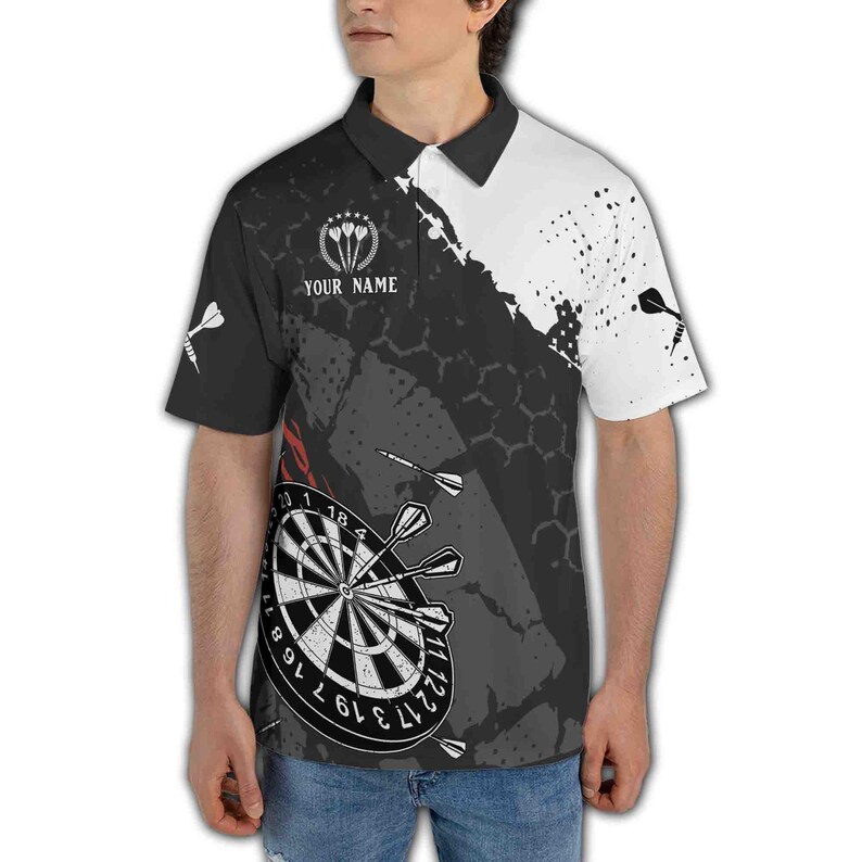 Customize Name, Team Name Darts Shirt, Custom Darts Black and White for