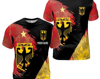 Custom Name Germany Flag T-Shirt: Grunge German Coat of Arms