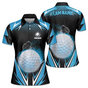 Personalized Blue Lightning Pattern Passion Golfer Women&#39;s Polo Shirt S-5XL