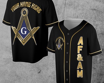 Custom Name Logde Name AF&AM Masonic Freemasonry3D Baseball Jersey Size S-5XL