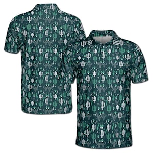 Funny Cute Tiny Cactus Doodle Golf Men&#39;s Polo Shirt S-5XL