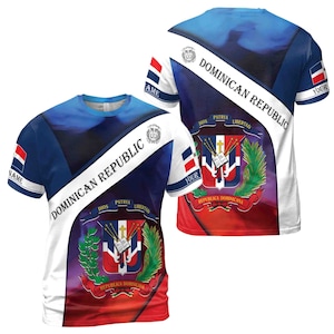 Custom Name Dominican Republic Coat Of Arms Patriotic Flag Men&#39;s T-shirt S-5XL