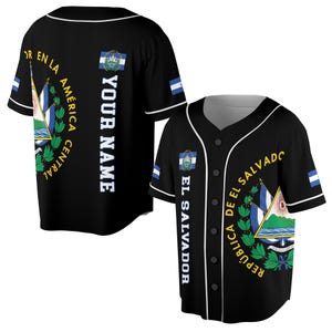 Personalized Name Black El Salvador Baseball Jersey Shirt S-5XL