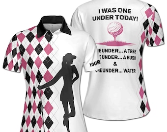 Polo de golfista con nombre personalizado y silueta de rombos multicolor para mujer, camiseta de equipo para amantes del golf