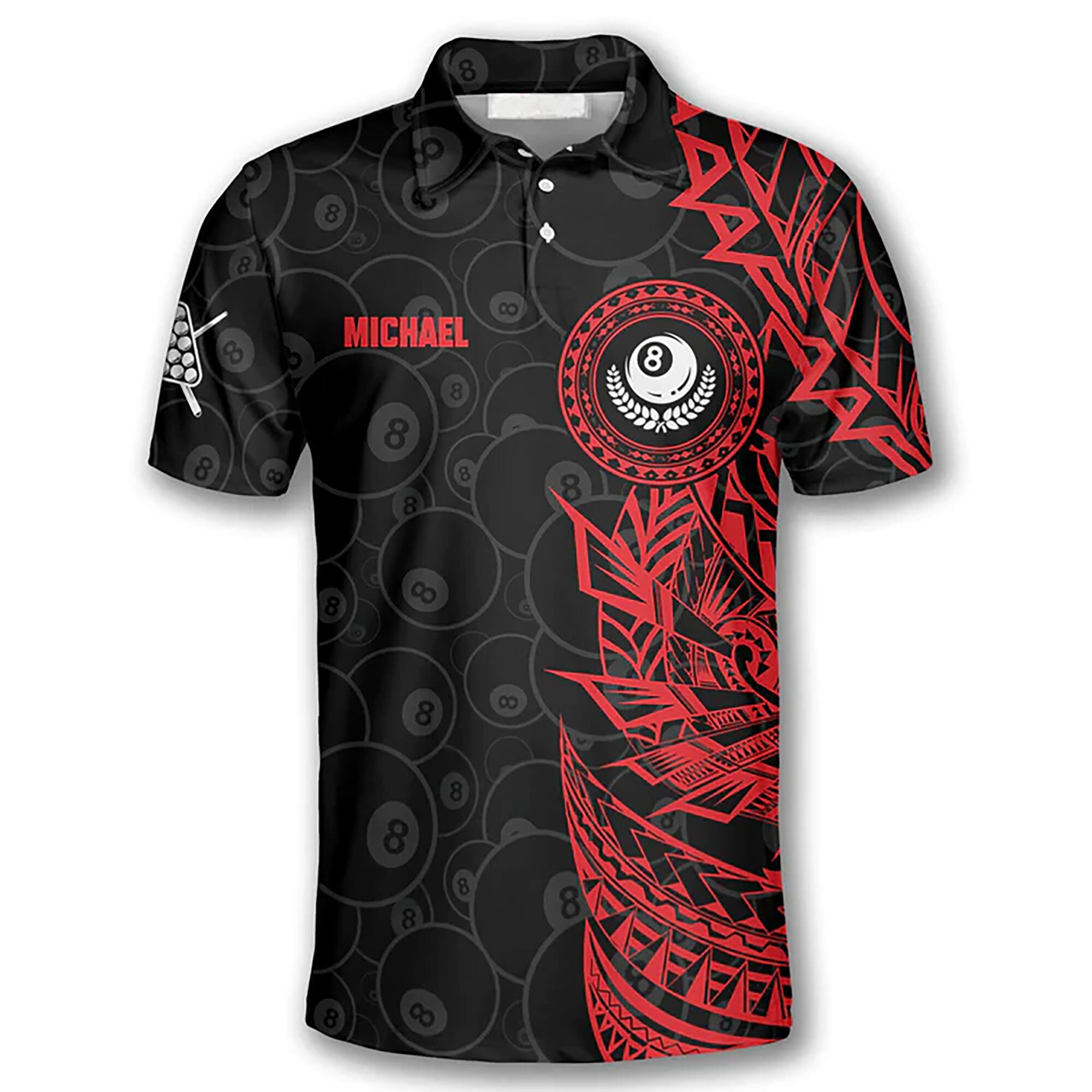 Discover Red Black Tribal Custom Billiard Team Men Polo Shirt