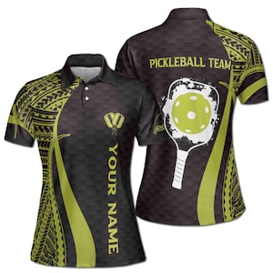 Individuelles Name Pickleball Paddle Tribal Muster Damen Poloshirt S-5XL