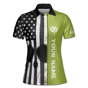 Angepasstes Amerika Patriotic Pickleball Spieler Frauen Poloshirt S-5XL