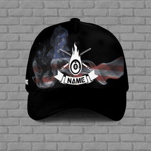 US FLag Smoke Pattern Custom Billiard Team Baseball Cap