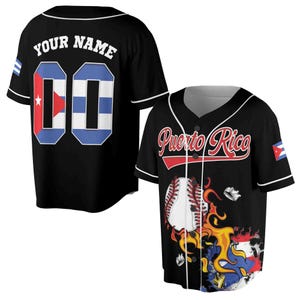Custom Name Number Baseball Puerto Rico Puerto Rican Flag Baseball Jersey S-5XL