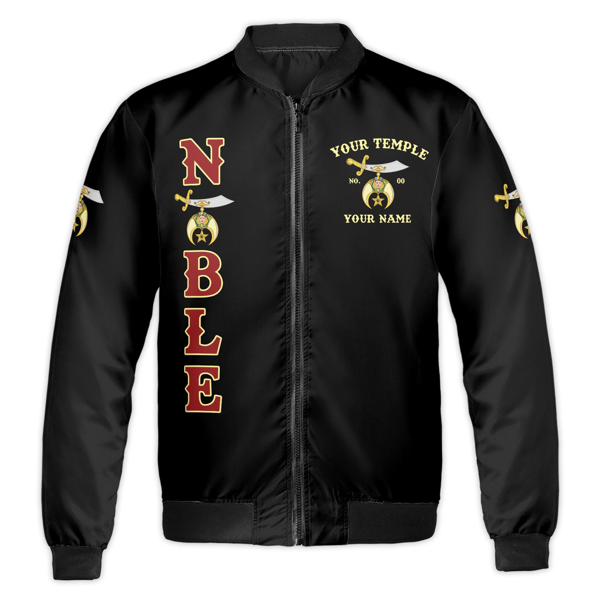 ballaholic 3tone jacket サイズL Personalized Mystic Shriner Noble Shriners Masonic Bomber Jacket S