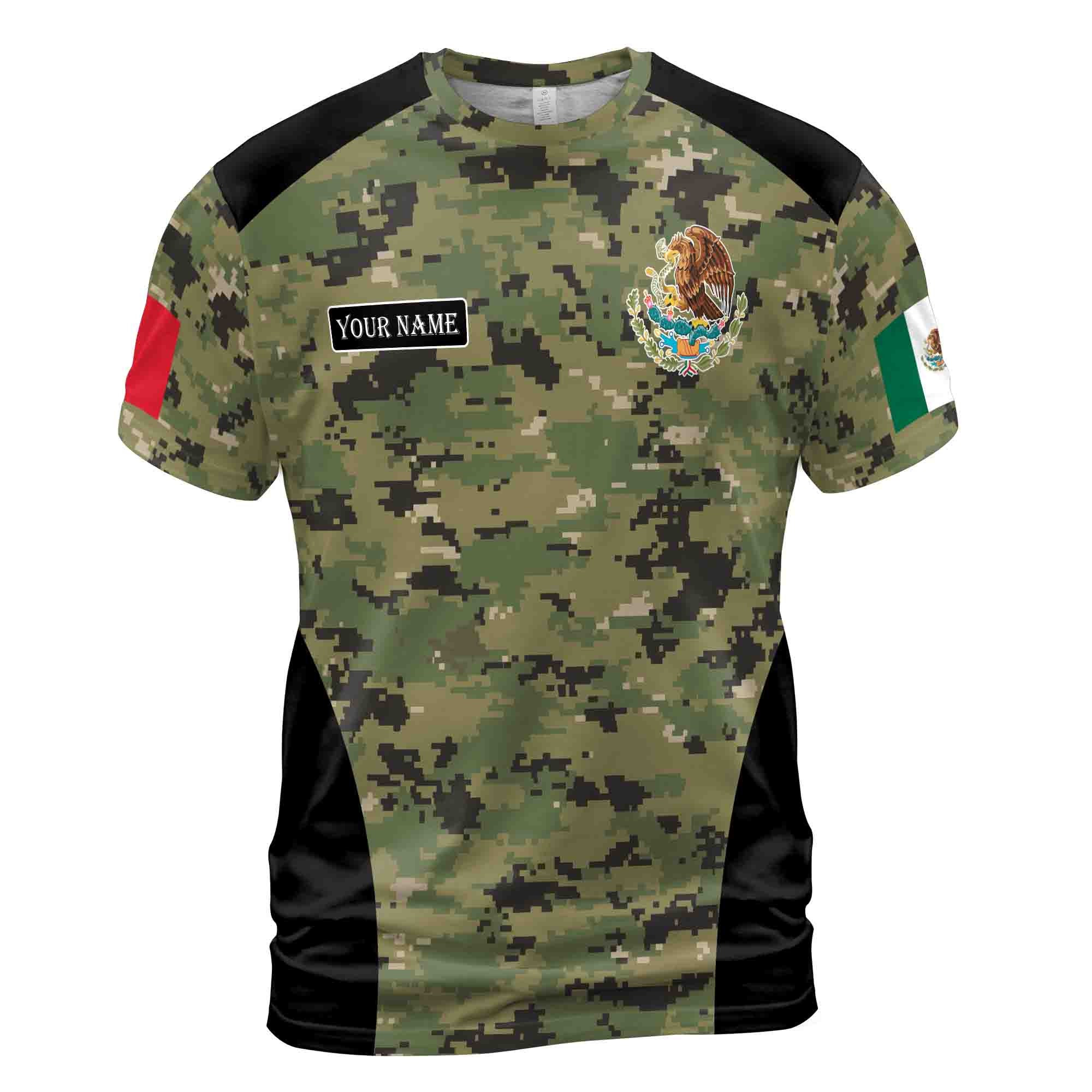 Custom Name Pixel Camo Mexico Coat of Arms Mexico Patriotic Men's