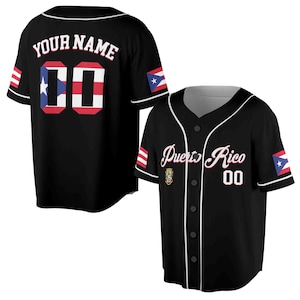 Custom Name, Number Patriotic Puerto Rico Love Baseball Jersey S-5XL